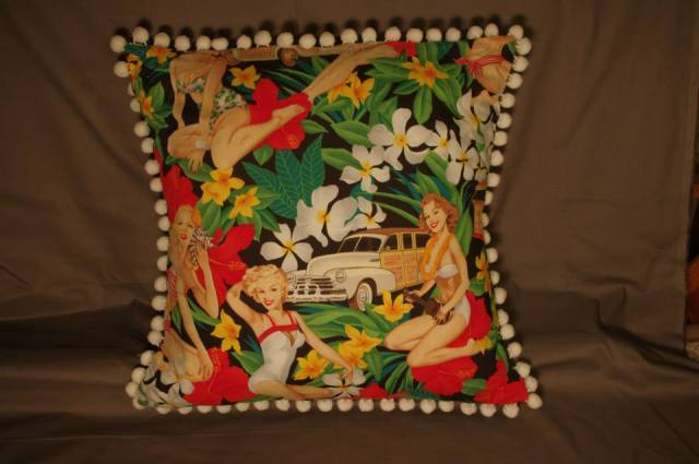 Aloha Girls Black Retro Cushion