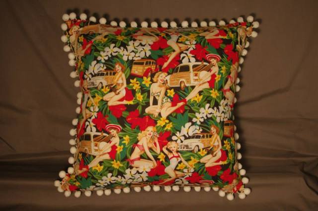 Mahalo Girls Black Retro Cushion