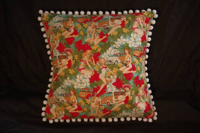 Mahalo Girls Green Retro Cushion