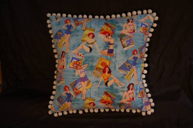 Postcard Pin-Ups Retro Cushion
