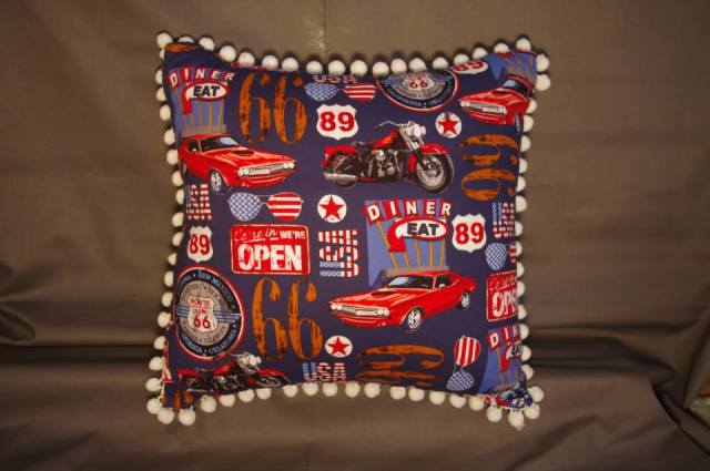 Blue American Diner Retro Cushion