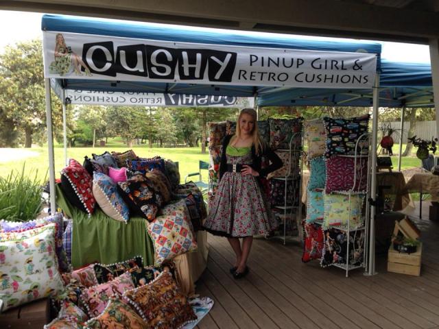Cushy stall pinup girl retro cushions